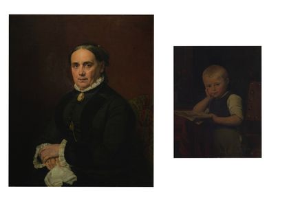 Mathilde Siegert, geb. de Haen, 1882 und Adolf Siegert, um 1862, (beide: Öl auf Leinwand, Privatbesitz, Düsseldorf. Foto: C. Wucherpfennig)