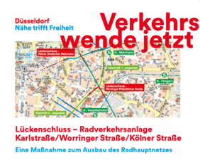 Kartenausschnitt vom Düsseldorfer STadtplan mit markierter Maßnahme