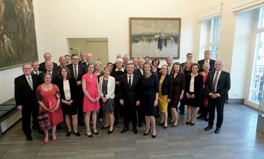 OB Geisel mit den Präsidentinnen und Präsidenten der Oberlandesgerichte, des Kammergerichts und des Bundesgerichtshofs; Foto: Gstettenbauer