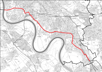 Der vom Rat 2024 beschlossene Verlauf des Radschnellweges von Neuss über Düsseldorf nach Langenfeld.