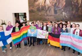 Empfang der finninschen Jugendgruppe TuSeta im Rathaus durch OB Thomas Geisel. (c) Uwe Schaffmeister
