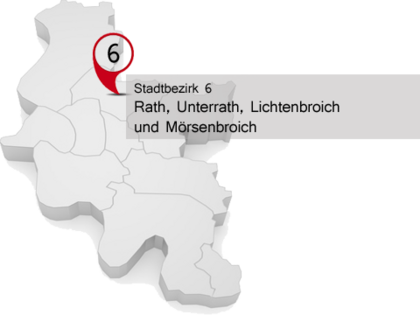 Kartenausschnitt Stadtbezirk 06 mit Stadtteilen